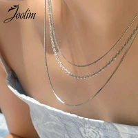 joolim jewelry wholesale tarnish free fashion three layers network red clavicle chain necklace gold jewelry