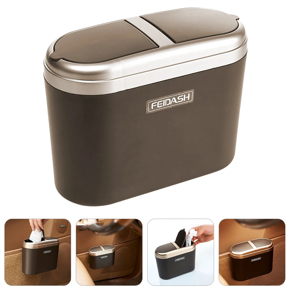 

Trash Can Car Bin Mini Container Garbage Waste Storage Bucket Double Cover Ashtray Autoorganizers Vehicle Boxes Holderbasket