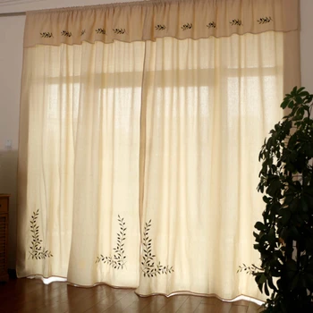 Greek European and American Country Window Curtains Finished Bedroom Cotton and Linen Embroidery Blackout Living Room Curtains Y