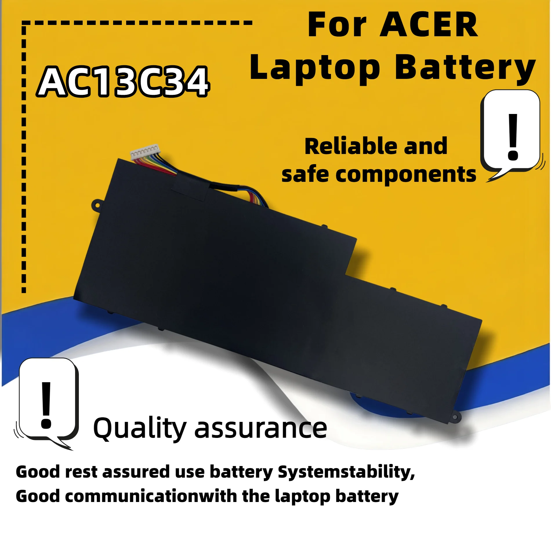 Фото Аккумулятор для ноутбука FRLESUI для Acer AC13C34 Aspire V5-122P V5-132 E3-111 E3-112 ES1-111M MS237 KT.00303.005 11,4 В 2640 мАч/30 Втч №3