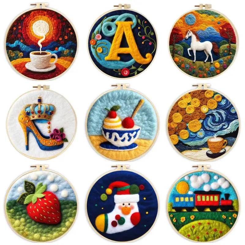 Набор Для Вышивания Из Фетра Ruopoty Начинающих Рамка Рисования Шерстяного