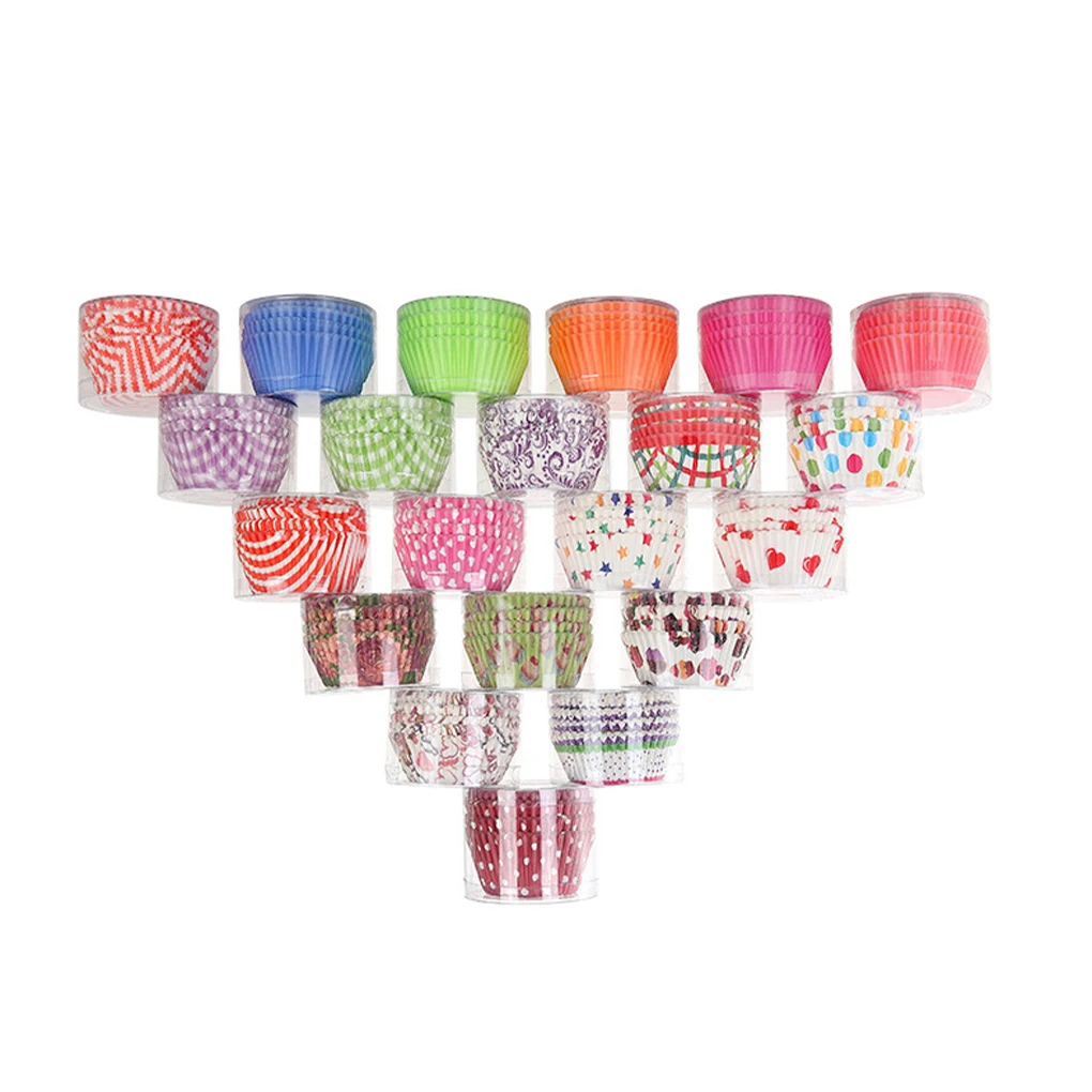 

100 Pcs Grease Proof Baking Paper Cups Cupcakes Muffin Cases Cupcake Liners for Wedding Party Random Color