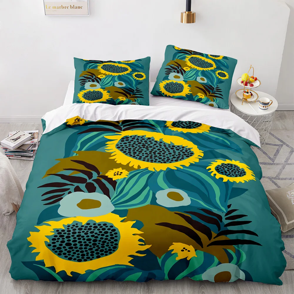 

Twin Full Queen King Size sunflower Bed Set Aldult Kid Bedroom Duvetcover Sets 3D Print 035 Sun flower Bedding Set Single