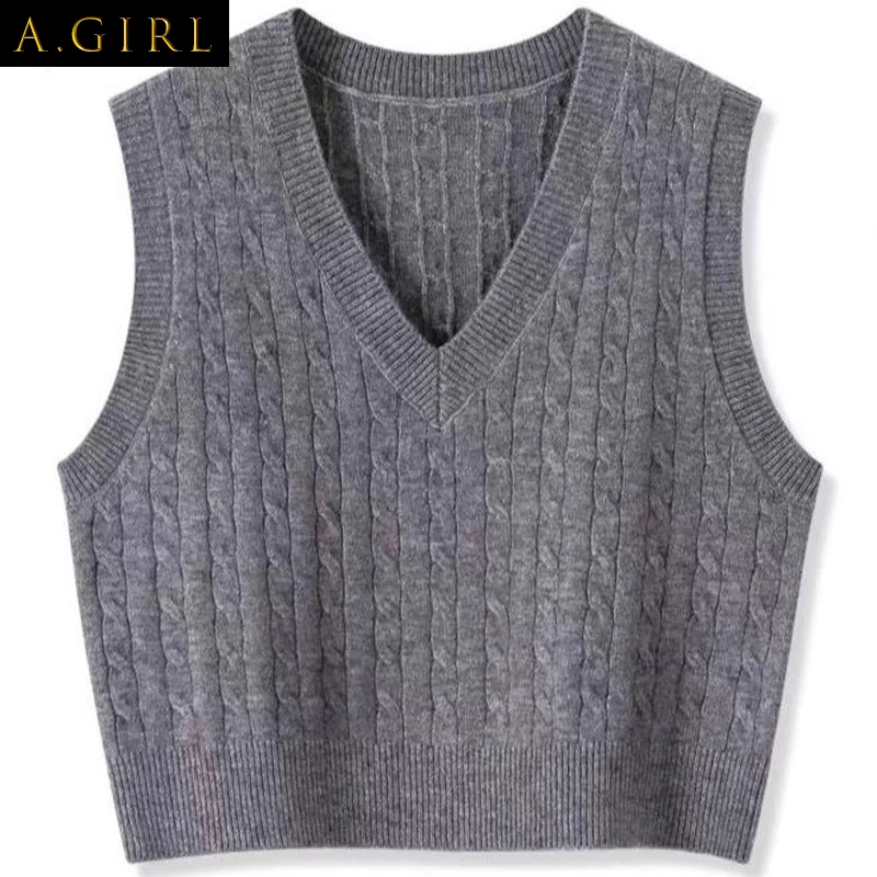 

Sweater Vests Women Solid Color Minimalist Vintage Clothing Japanese Style Leisure All-match Spring Autumn Female Retro Loose