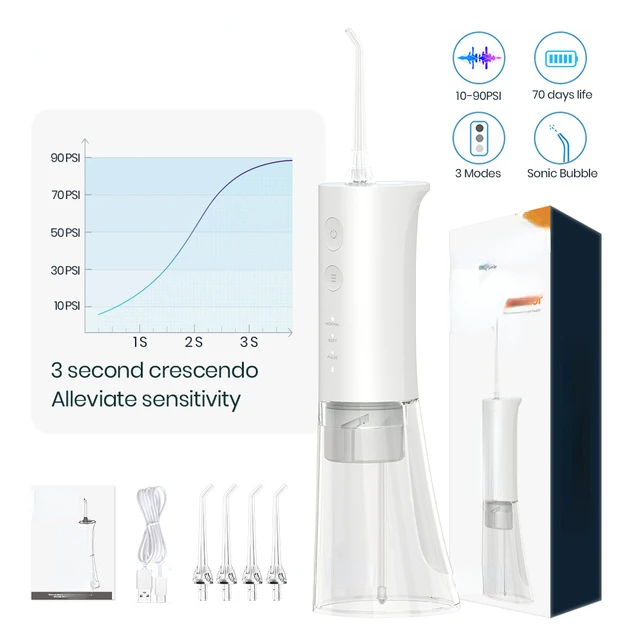 

Dental Water Jet 3 Mode Water Flosser Irrigator for Teeth Rechargeable Portable 180ML Water Tank Teeth Cleaner