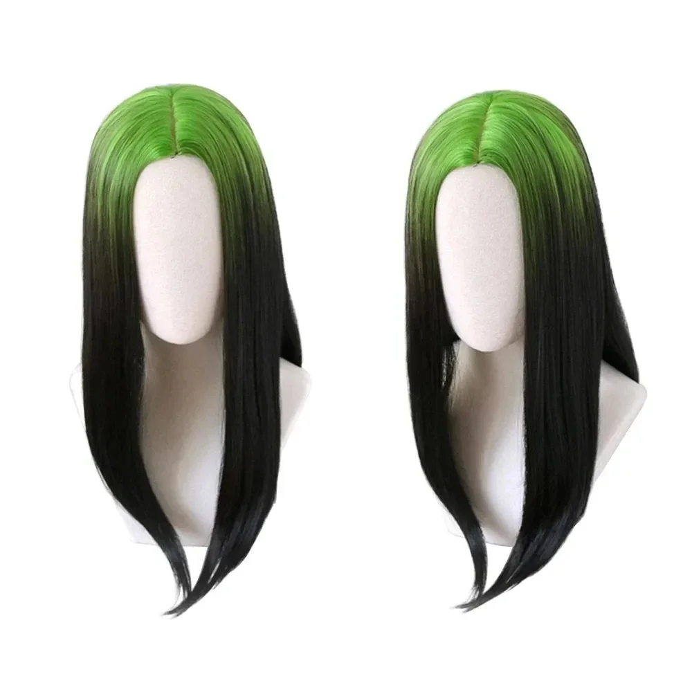 Парик Билли из аниме плохой парень прямой длинный зелено-черный с эффектом омбре