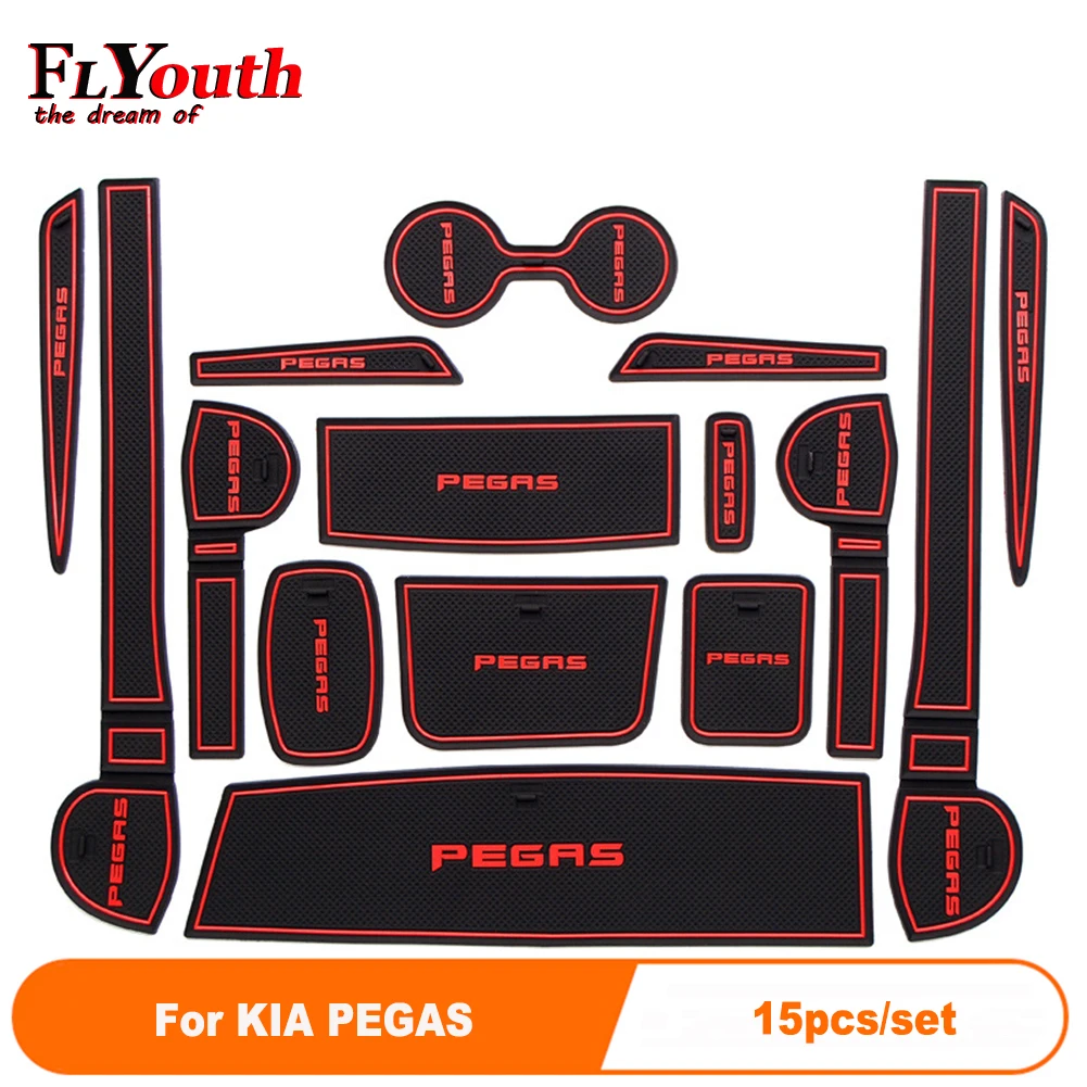 

15Scs/Set Car Door Groove Mat For KIA PEGAS Auto Anti-Slip Cup Mat Non Slip Door Gate Pad Car Accessories