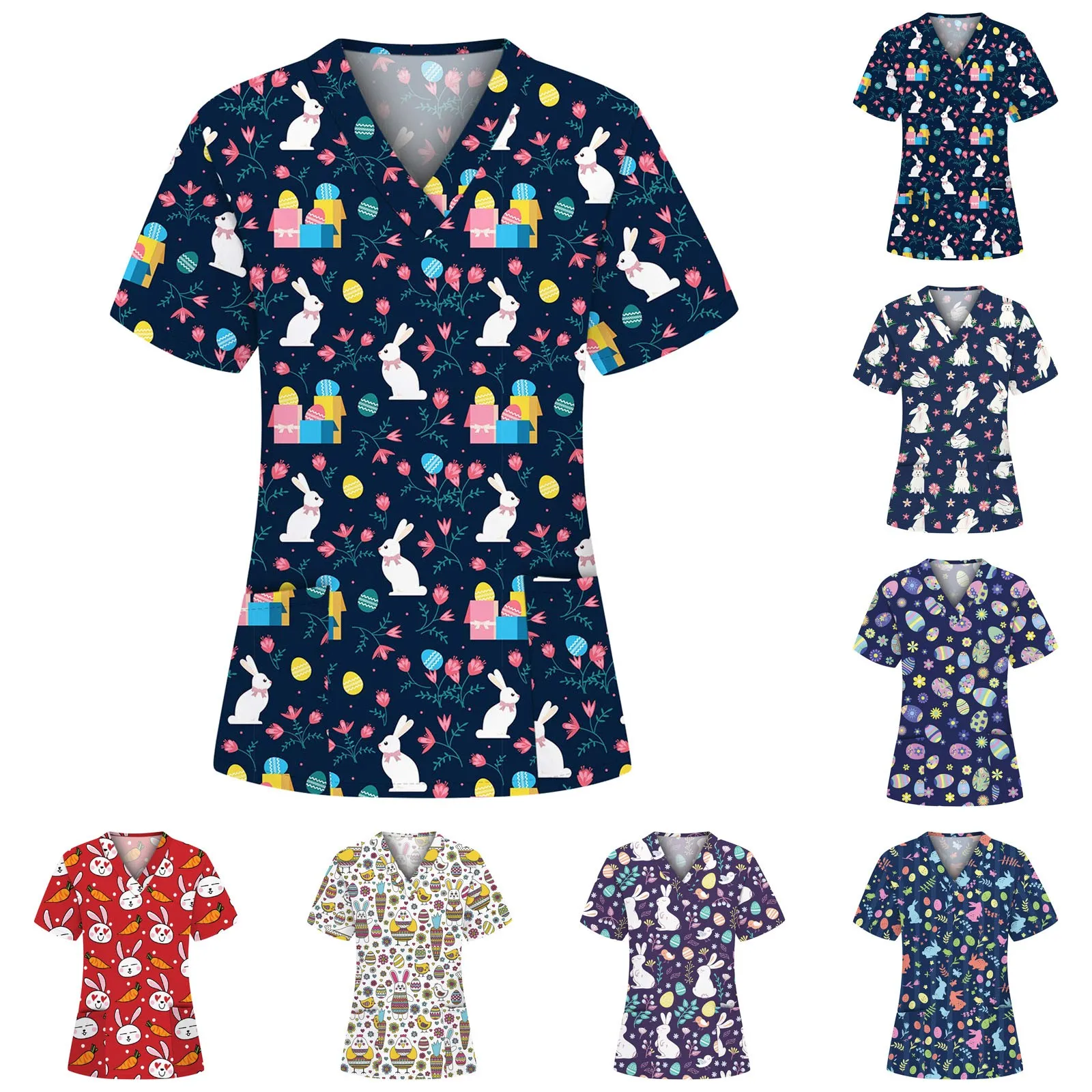 Печатные животные рабочие скрабы Топы униформа для ухода за питомцами