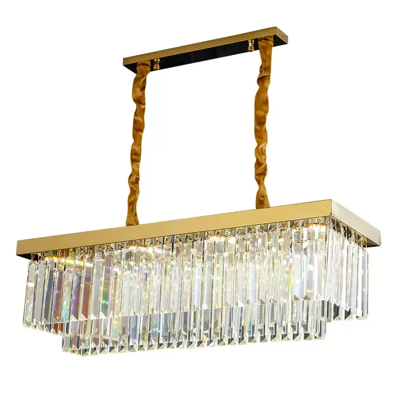 

Dining Room Table Ceiling Chandelier Crystal Rectangular Luminaire Creative Personality Living Room Home Decor Lighting Fixture