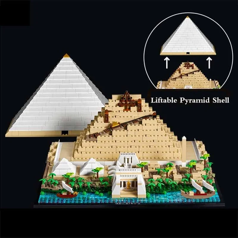 

1476pcs Great Pyramid of Giza Model Building Block Set 21058 Compatible Diy Assembled Bricks Kid Toys Brithday Gift