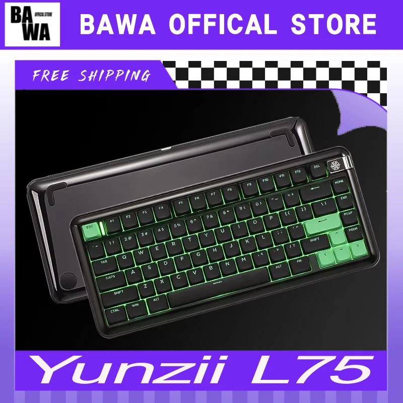 Yun Adri L75 Низкопрофильная клавиатура с переключателем трехрежимная беспроводная