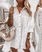 2022 autumn lace womens dress loose solid white long sleeve shirt female dresses new elegant fashion casual ladies clothes