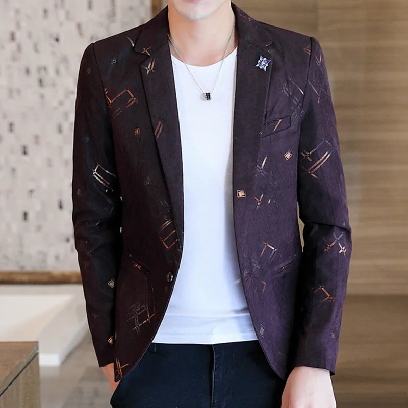 Мужской Молодежный Модный повседневный Тонкий Высококачественный пиджак с