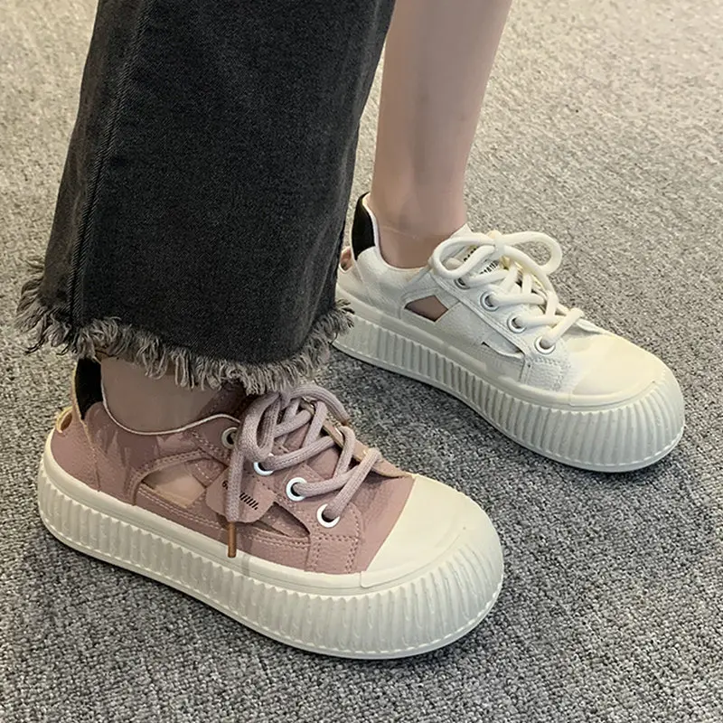 2023 Summer New Women's Hollow Out Shoes Platform Sneakers Solid Casual Personality Walking Fashion Female Zapatillas De Mujer