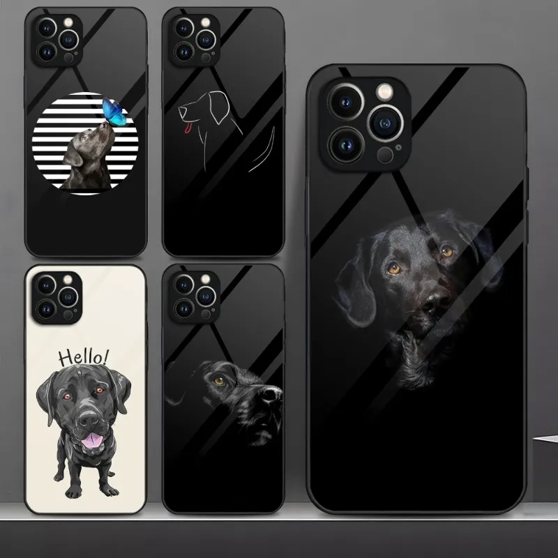 

Black Labrador Dog Phone Case Tempered Glass For IPhone 13Pro 13 12 11 Pro Max Mini X XR XS Max 8 7 6s Plus SE 2020 Cover
