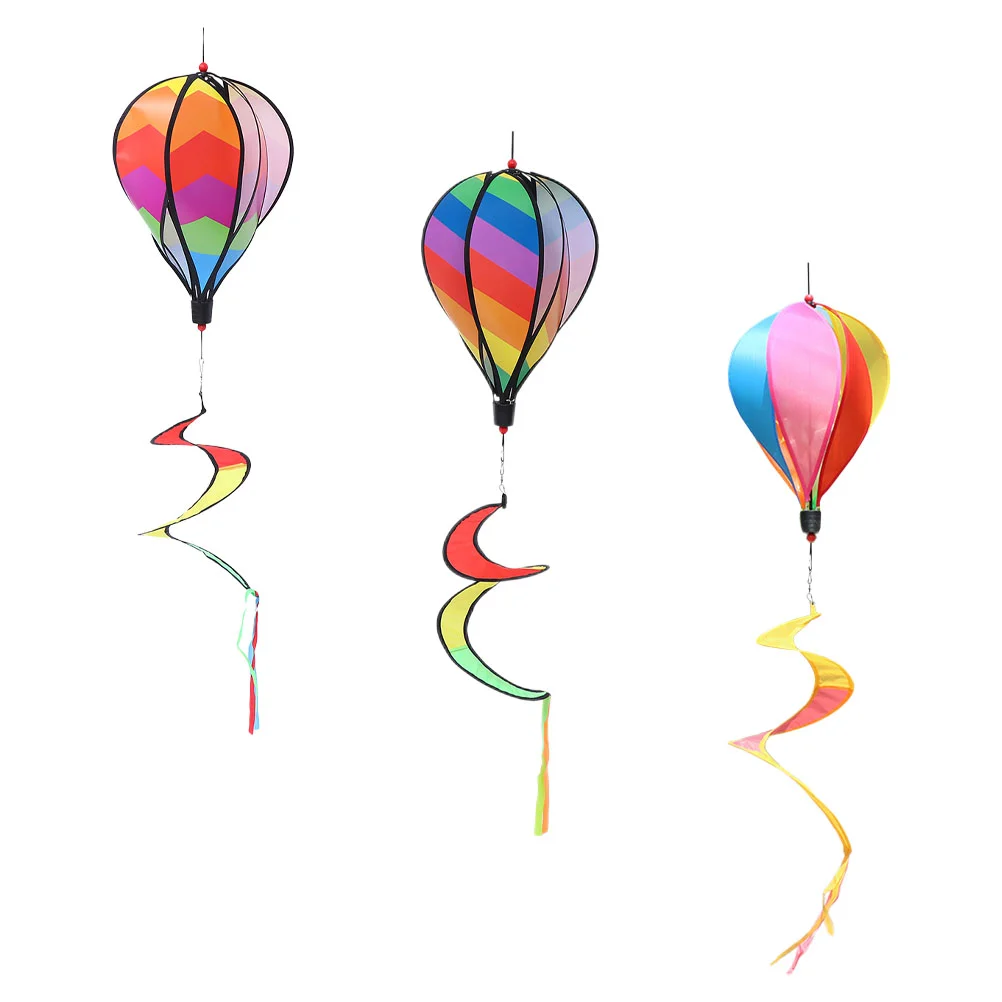 

3 Pcs Outdoor Decor Windmills Rainbow Windmill Garden Wind Chimes Spiral Hot Air Balloon Windmill Garden Spinners