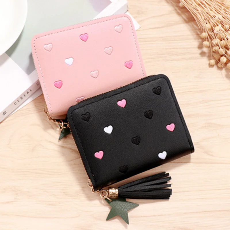 

1PC Women Small Wallet Ladies Mini Tassel Wallet Cute Girl Short Zipper Lovely PU Leather Coin Purse Female Hand Wallet Purse