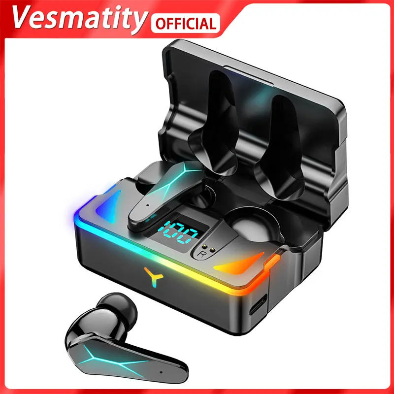 

Оригинальные Игровые наушники Vesmatity X7 с Bluetooth 5,1, TWS наушники с низкой задержкой, беспроводные наушники с шумоподавлением, стереогарнитуры с ...