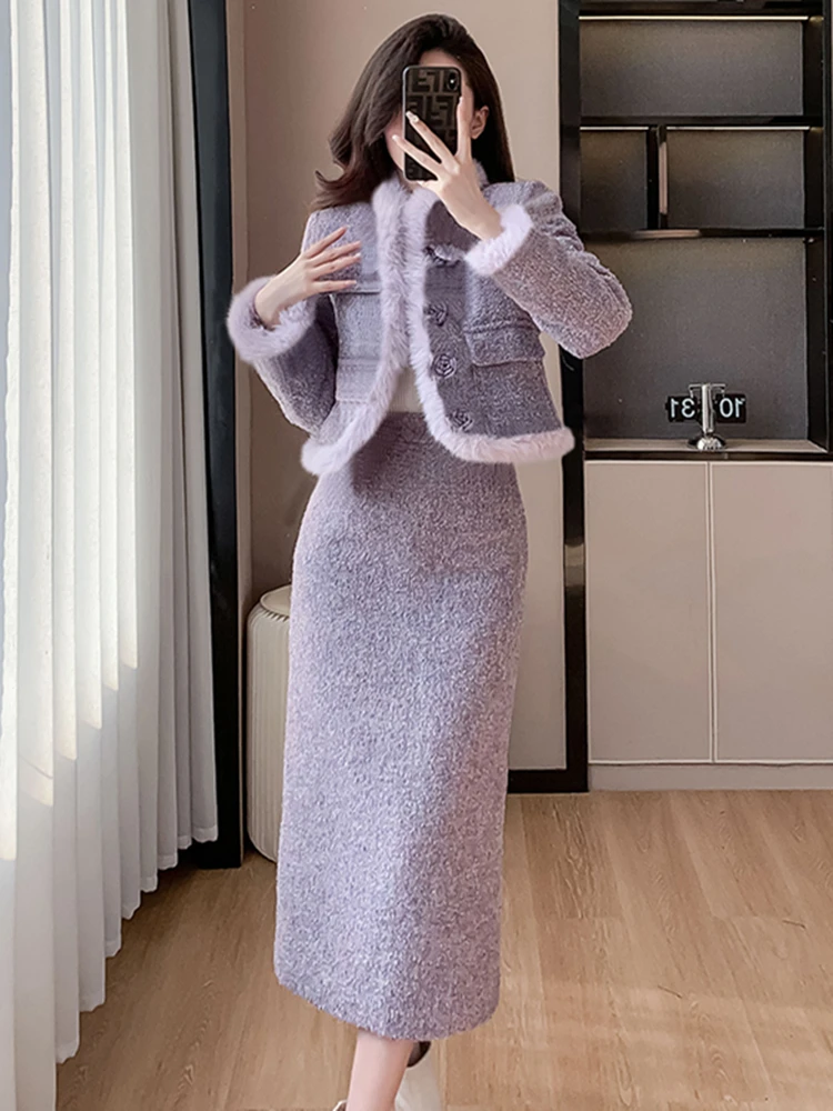 Новые зимние женские утепленные костюмы с хлопковой подкладкой модная меховая