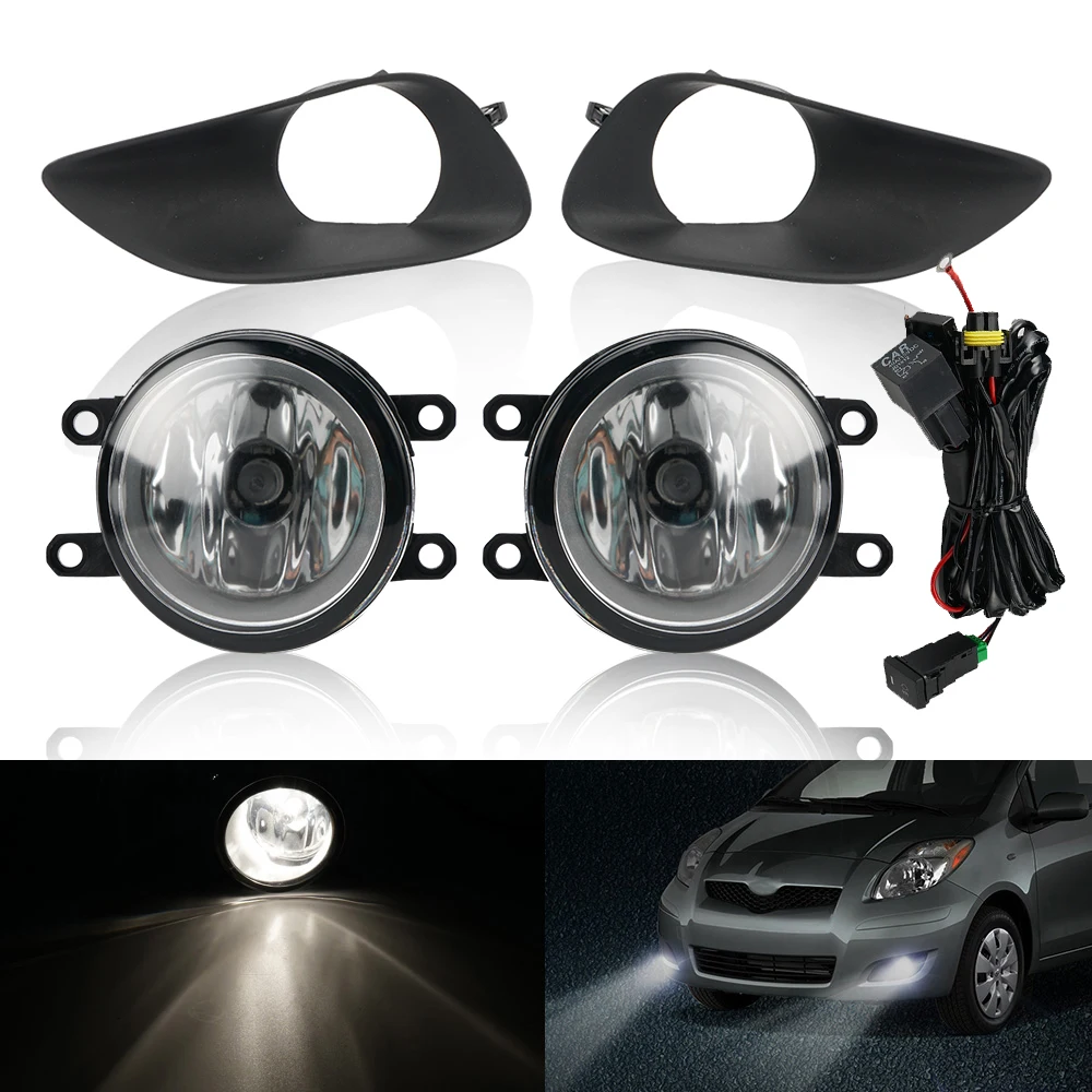 

Pair Clear Fog Lights Switch Wring 12V/55W for Toyota Yaris Sedan 4-Door 2006-2011 Front Left Right Car Accessories