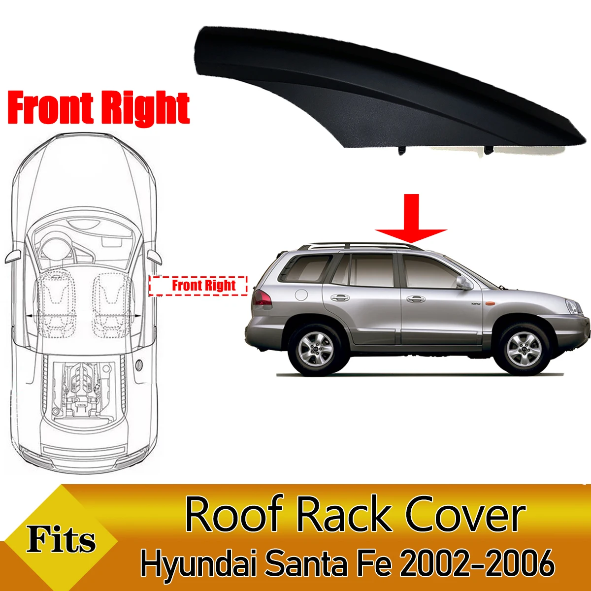 Крышка багажника на крышу для Hyundai Santa Fe Santafe 2002-2006, передняя задняя левая и правая средняя крышка багажника, пластиковая крышка