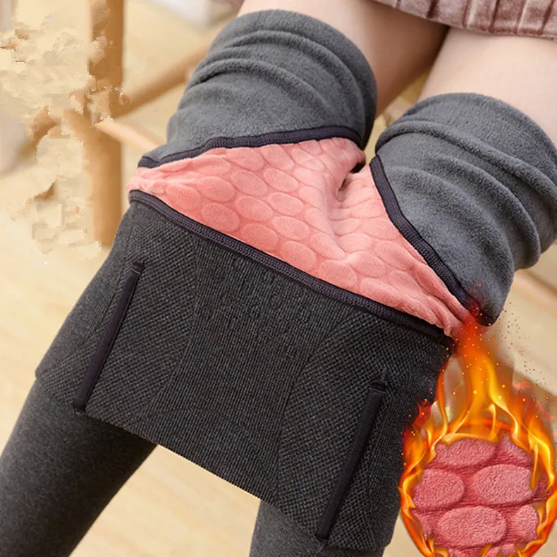 Winter Women's Thicken Lambwool Leggings Fleece Lined Ankle-length Pants Casual Warm Leggings Trousers Hight Waist Pantalon New