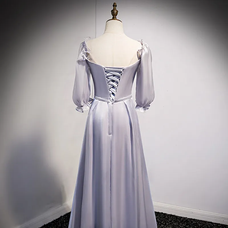 Женское вечернее платье простое плиссированное в пол атласное ТРАПЕЦИЕВИДНОЕ