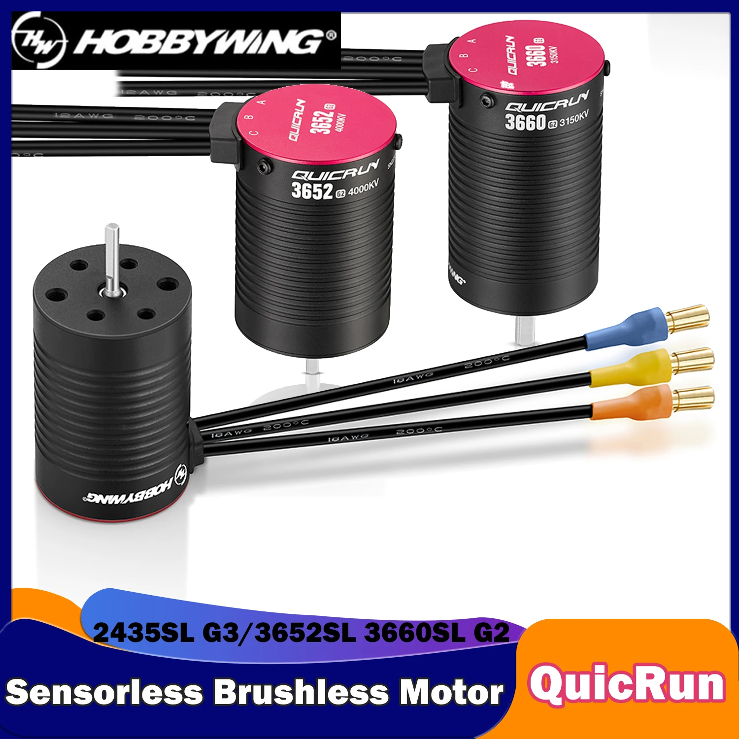 Безсенсорный бесщеточный двигатель HOBBYWING quirun 2435SL G3 3652SL 3660SL G2 для радиоуправляемого автомобиля 1/10 1/16 на дороге Багги Wltoys Redcat Tamiya
