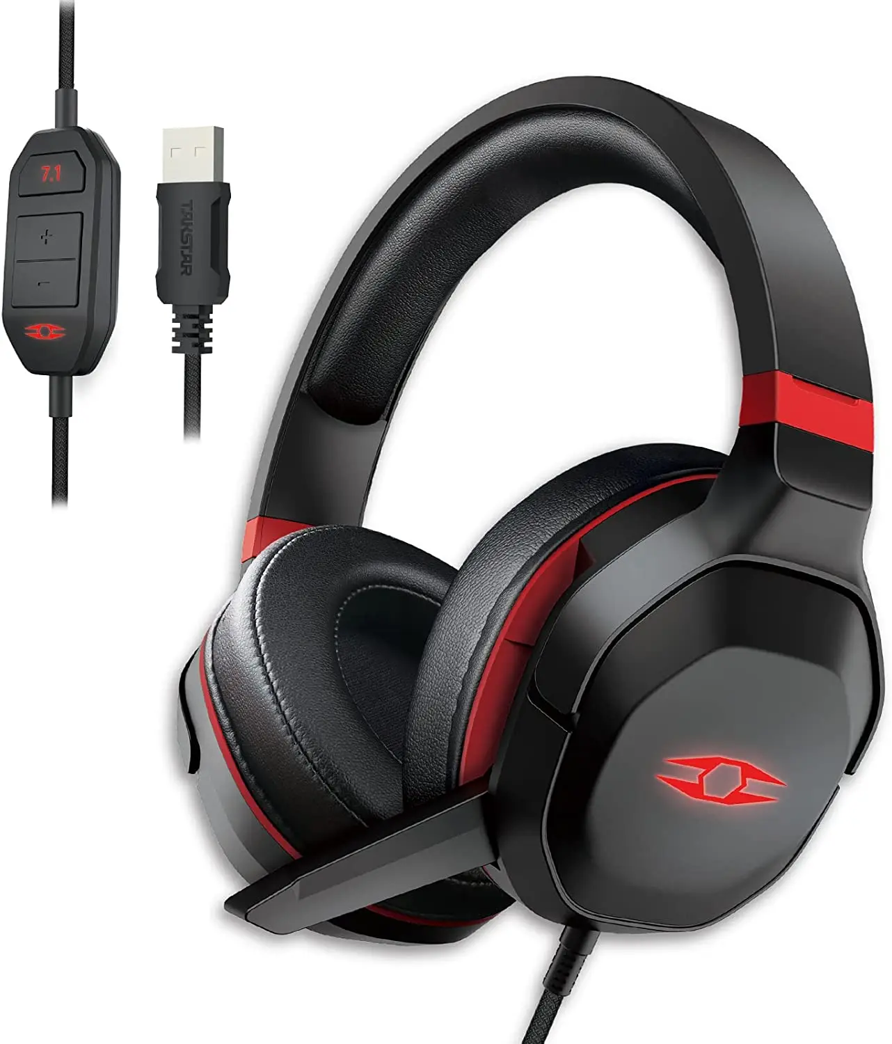 

USB Wired Gaming Headset with 7.1 Virtual Surround Liberty Gamer Over Ear Headphone with Adjustable Microphone LED Light PC MAC
