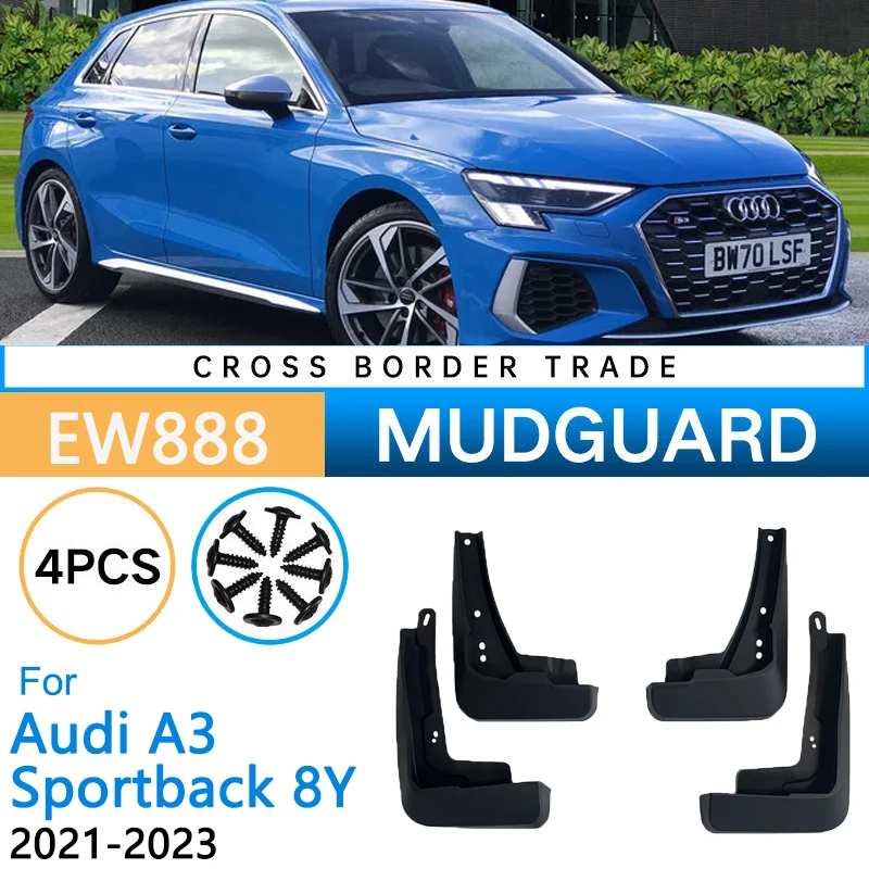 

Комплект автомобильных брызговиков для Audi A3 Sportback 8Y 2023 2022 2021, передние и задние колеса, брызговики, брызговики, аксессуары для крыльев