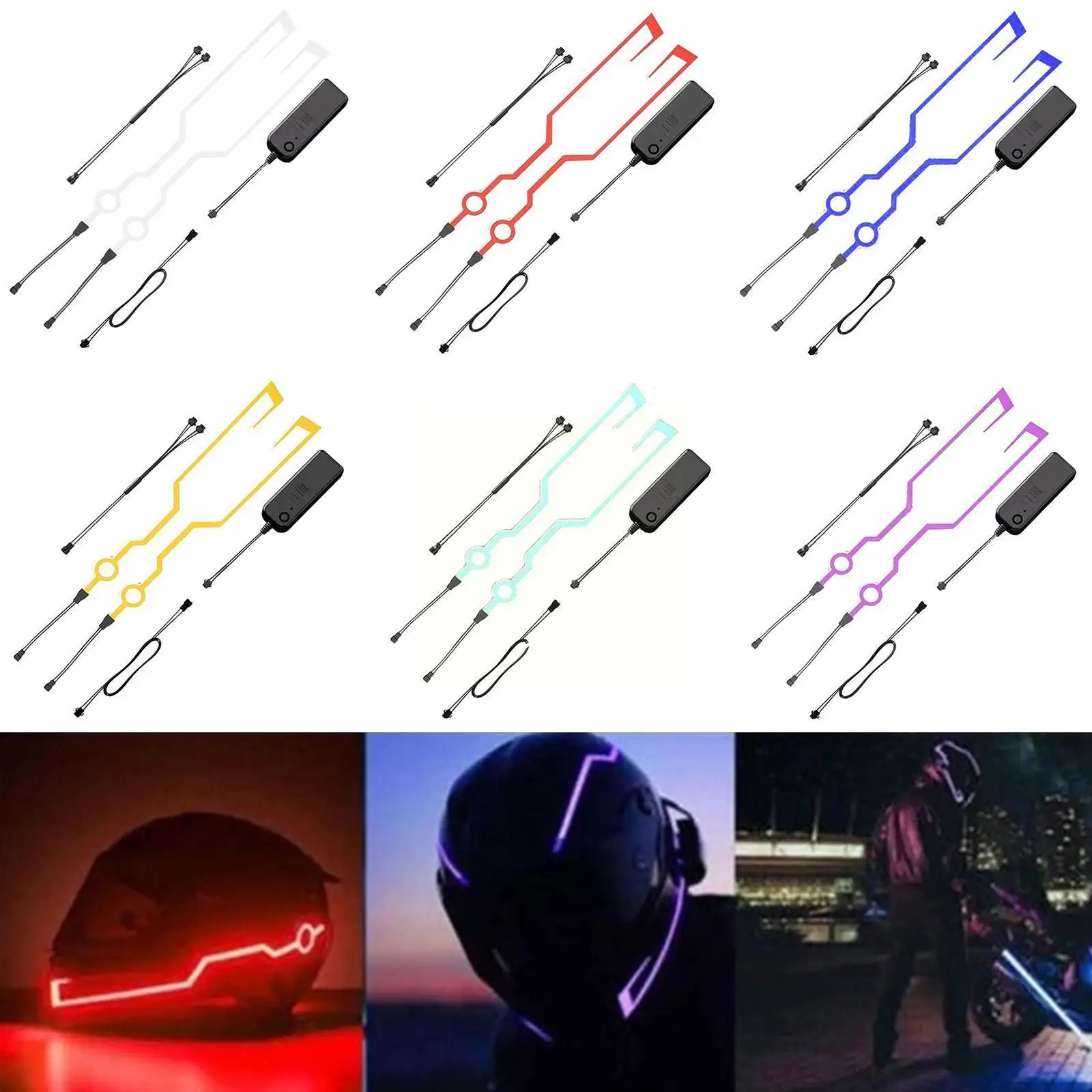 

Flashing Warning Lights Waterproof Motorcycle Bike Lights Warning Night Strip Accessories Motorcycle Sticker EL Helmet Ridi D3Z8