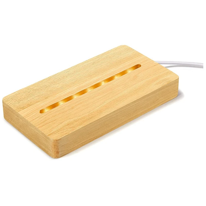 

Square Wooden LED Night Light Base,Rectangle Shape LED Wood Lights Display Base For Crystal Glass Art