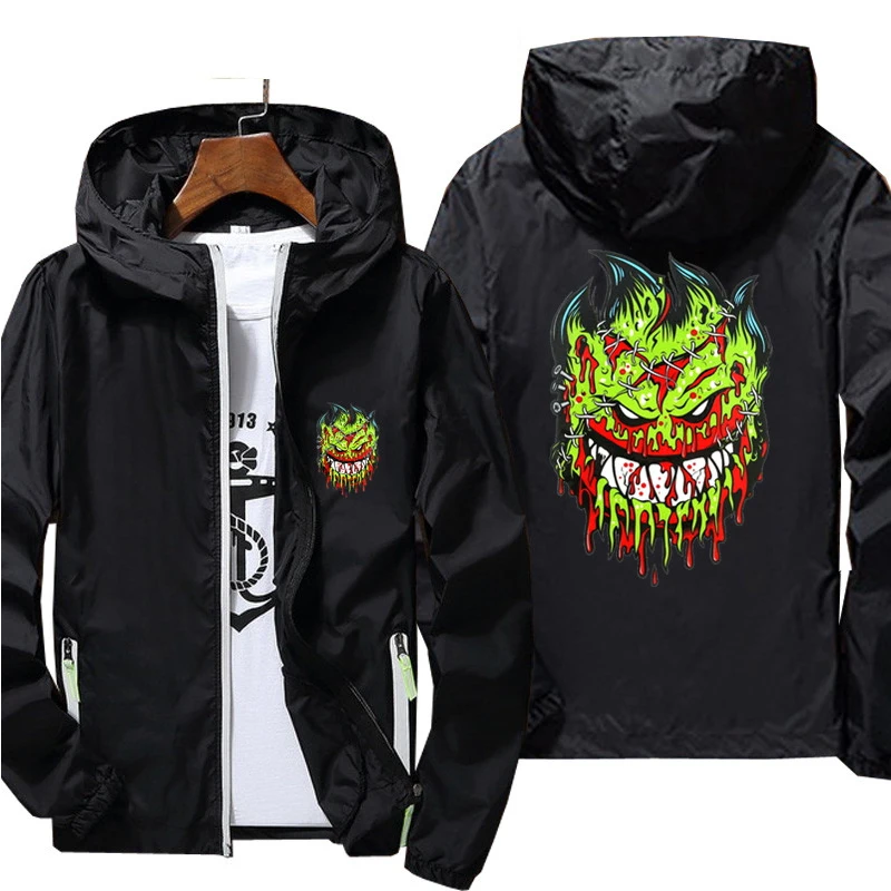 

2023 Sports Ripper Spitfire Zombie Wheel Thin Jacket Windproof Ultra Light Beach Bicycle Camping Pilot Hooded Coat Plus Size