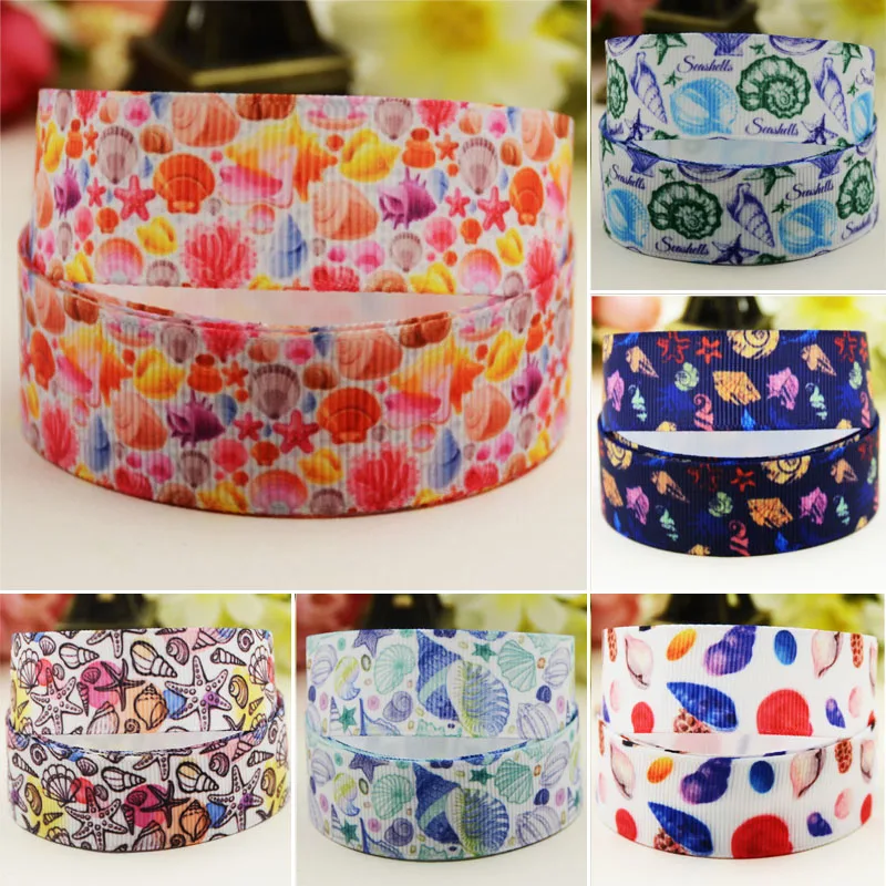 

22mm 25mm 38mm 75mm Sea shell Cartoon Character printed Grosgrain Ribbon party decoration 10 Yards