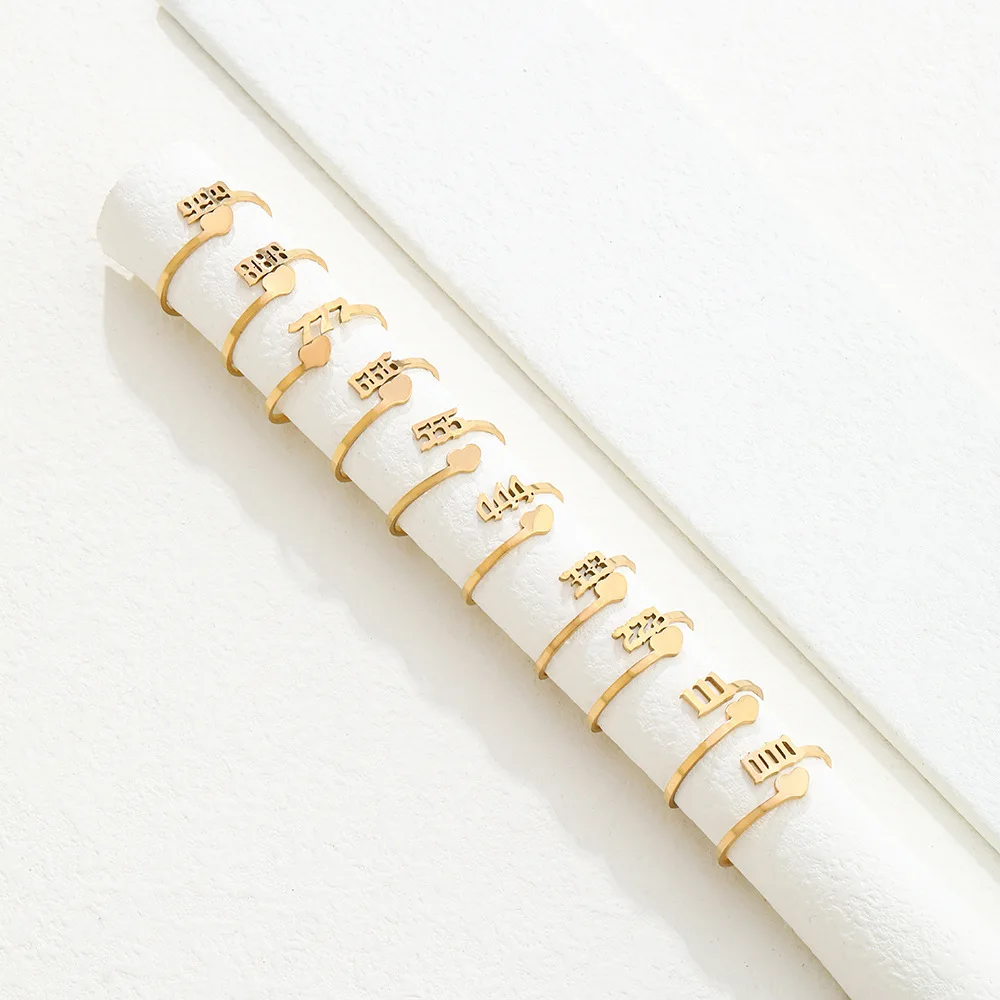 

2022 Fashion Gold Color Numbers Rings Creative Exquisite Adjustable Open Finger Rings For Women Elegant Jewelry Accessories