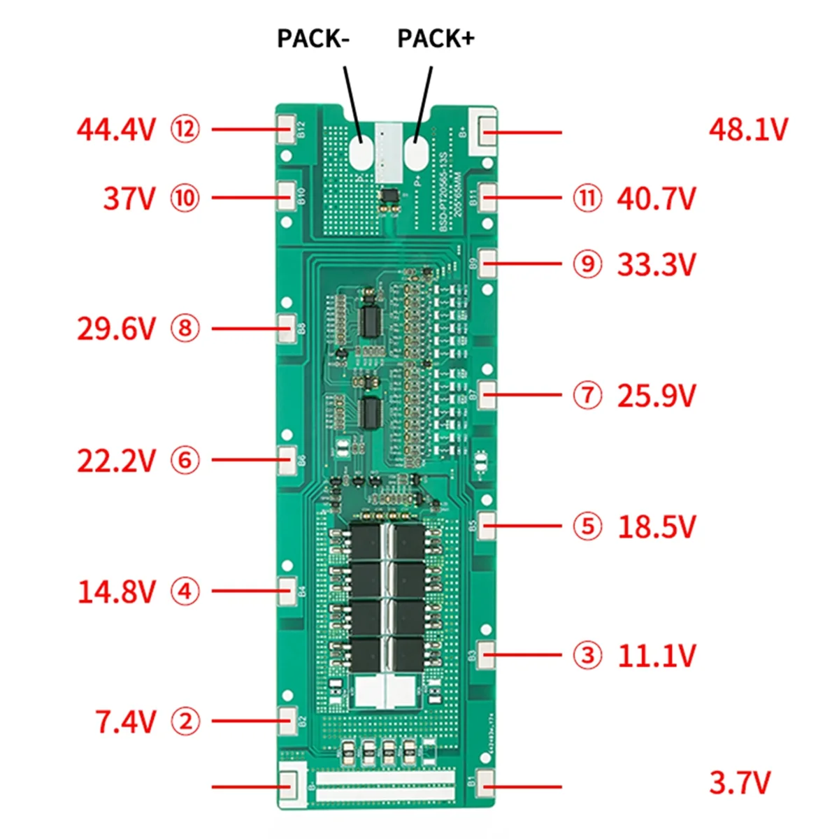 13S BMS 48V 30A 18650 литиевая батарея перезаряжаемая защитная панель для электронных