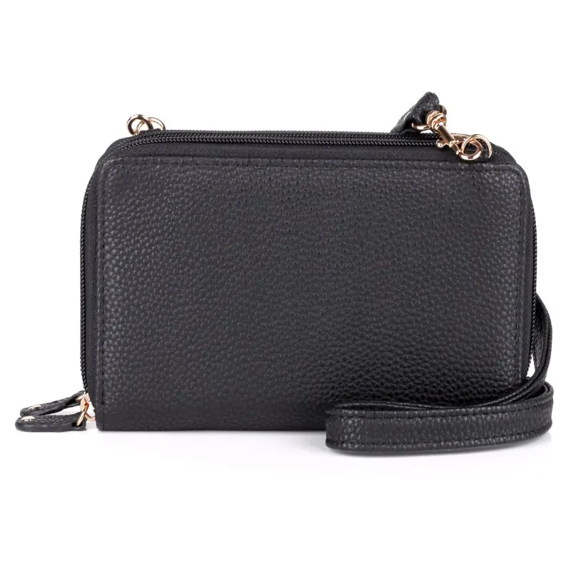 

Women's Pebble Vegan RFID Ultimate Double Zip Organizer, Black