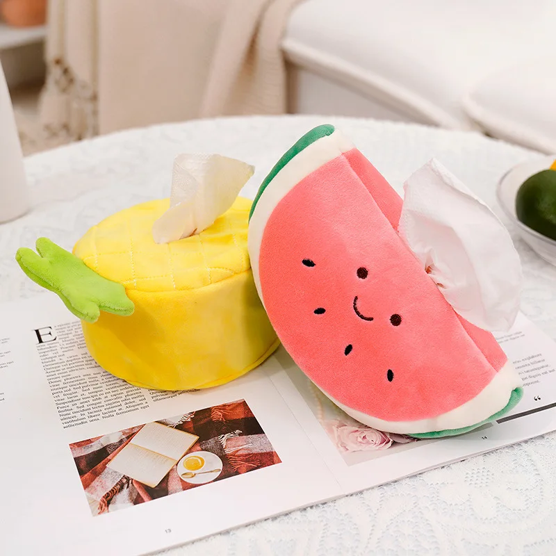 

Fruit Creative Fabric Tissue Pumping Home Bedroom Car Tissue Box Watermelon Avocado