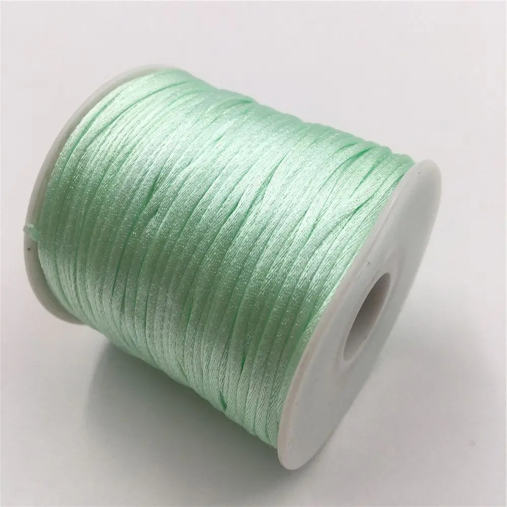 

1mm 50meter Roll Lt Green Rope Satin Rattail Polyester Nylon Cords String Chinese Knot Cord DIY Bracelet Jewelry Making Supplies