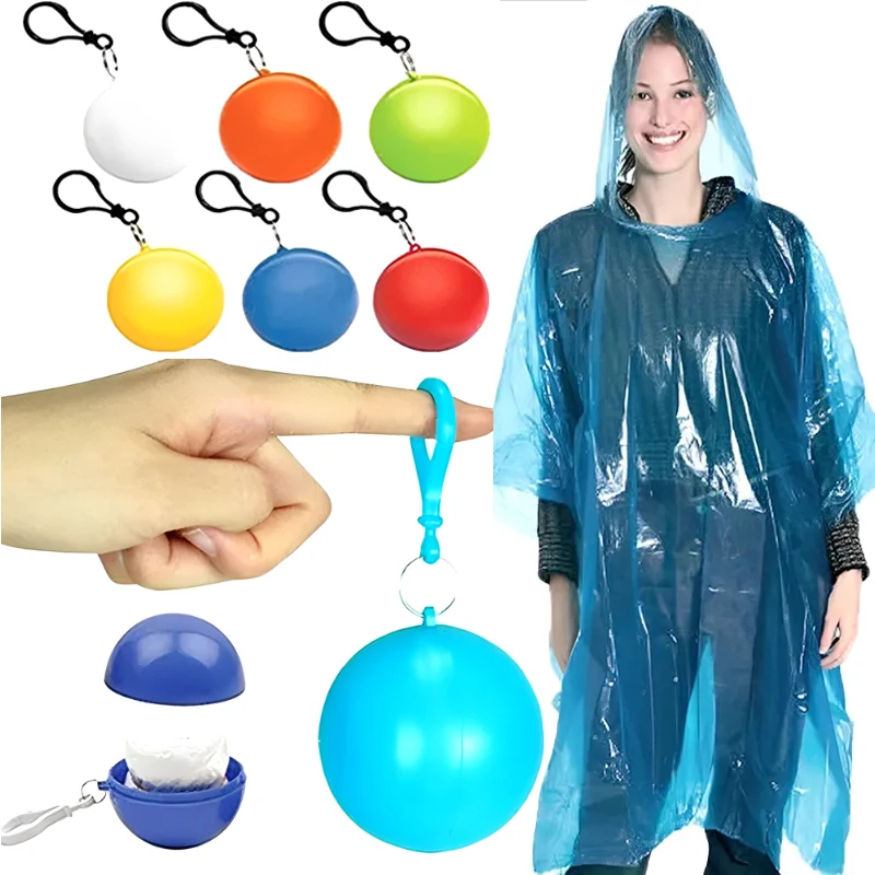 

Portable Raincoat Ball Disposable Raincoats Waterproof Transparent Rain Cover Emergency Coat for Traveling Camping Outdoor Sport
