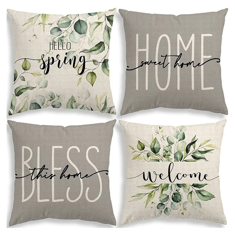 

Farmhouse Spring Pillow Covers 18X18 Set Of 4 Farmhouse Throw Pillows Cushion Case Spring Decorations For Couch