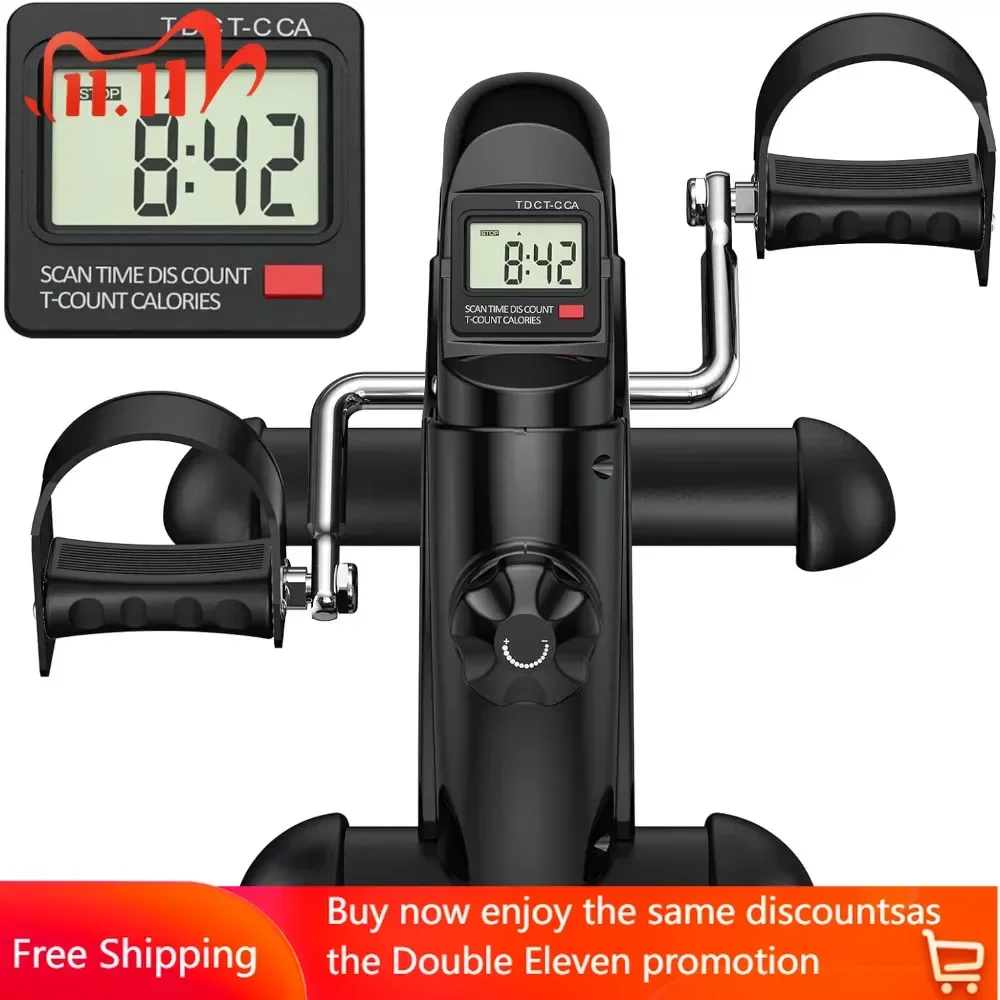 

Mini Exercise Bike, Under Desk Bike Pedal Exerciser Portable Foot Cycle Arm & Leg Peddler Machine with LCD Screen Displays