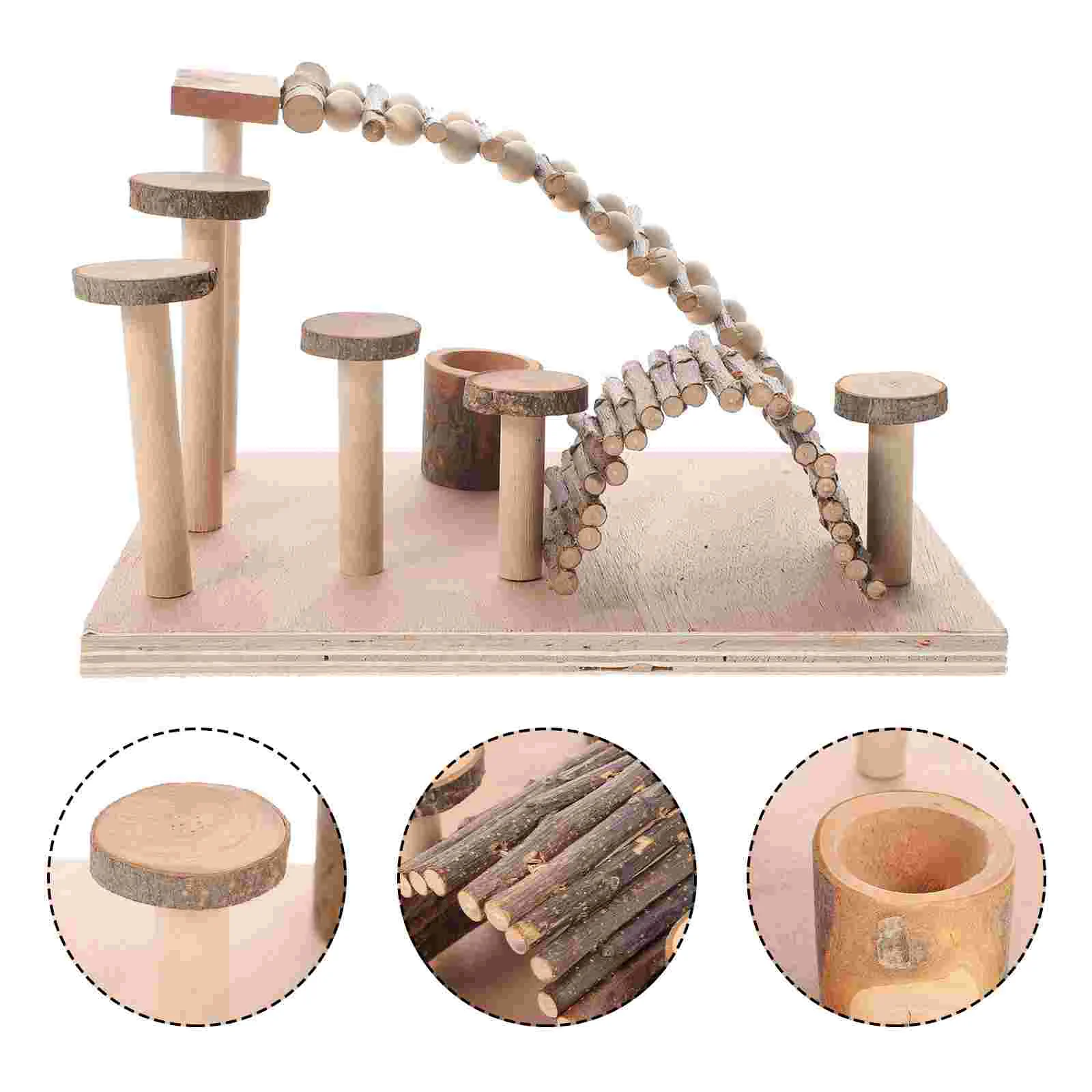 

Hamster Platformclimbing Cage Woodenguinea Chew Small Bridge Ladderhideout Resistant Scene Bite Decors Cat Landscape