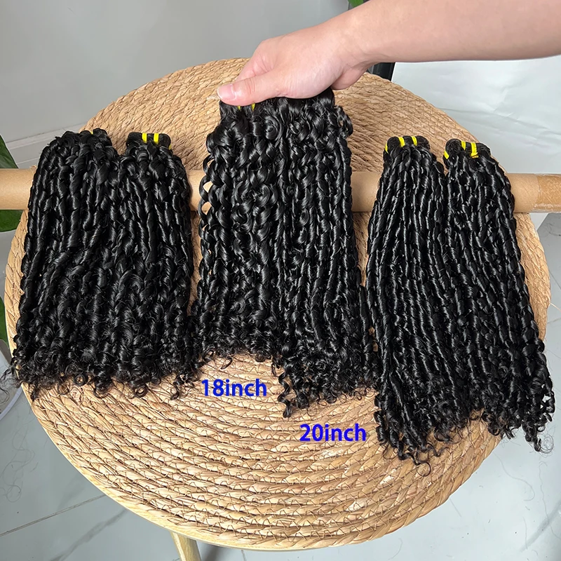 Плетение волос Pixie Curl пучки человеческих супер двойные нарисованные вьющиеся