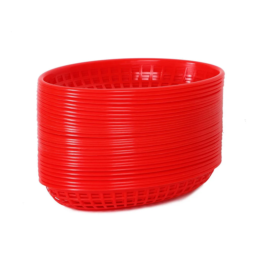 

Basketsbasket Servingfastoval Hot Dog Supplies Fries Restaurant Fry Holder Tray Reusable Bread Deli Burgers Red Chip Bowl Trays
