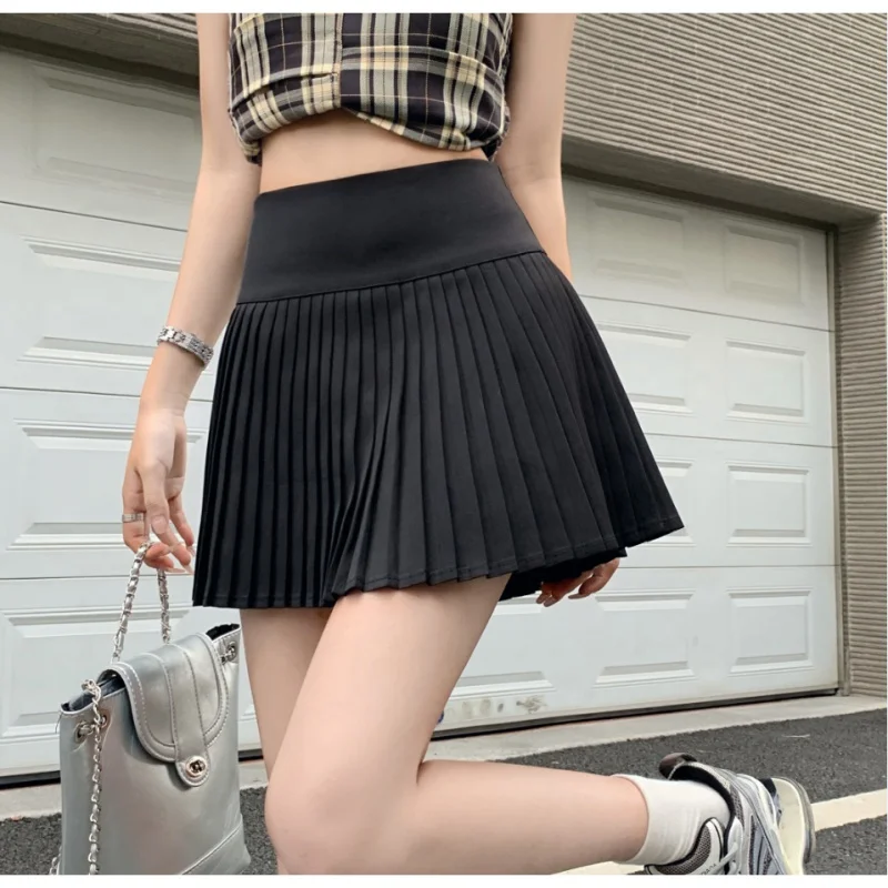 

High waist pleated miniskirt Versatile skirt A-line skirt