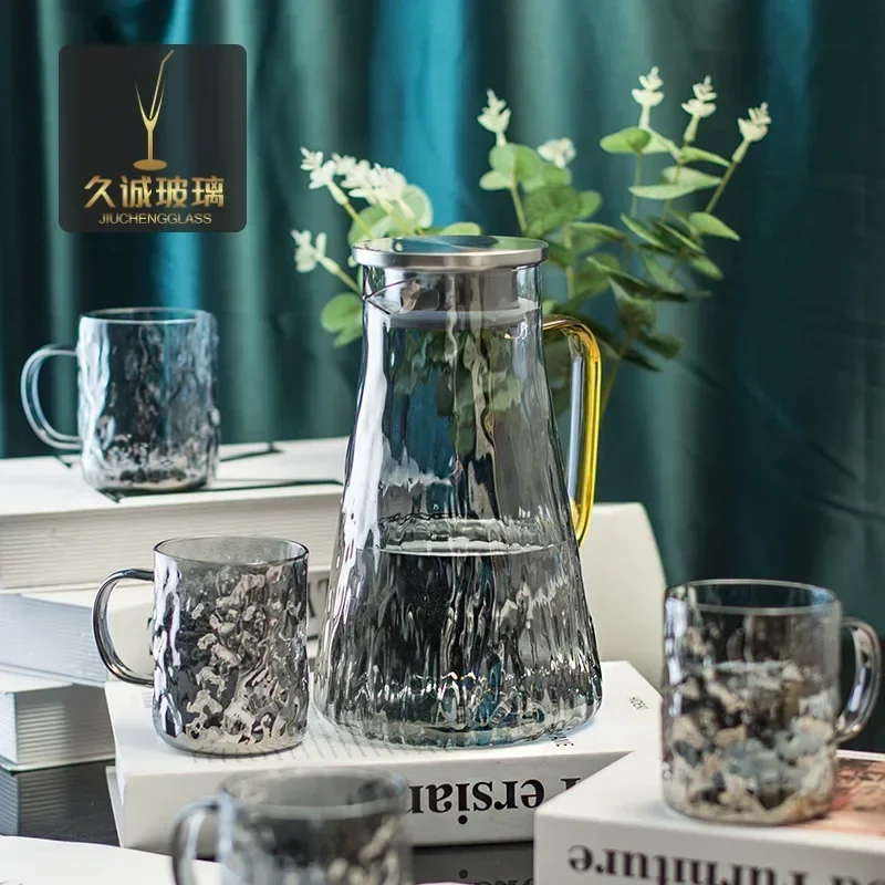Стеклянный термостойкий чайник с ручкой бутылка для холодной воды красивая