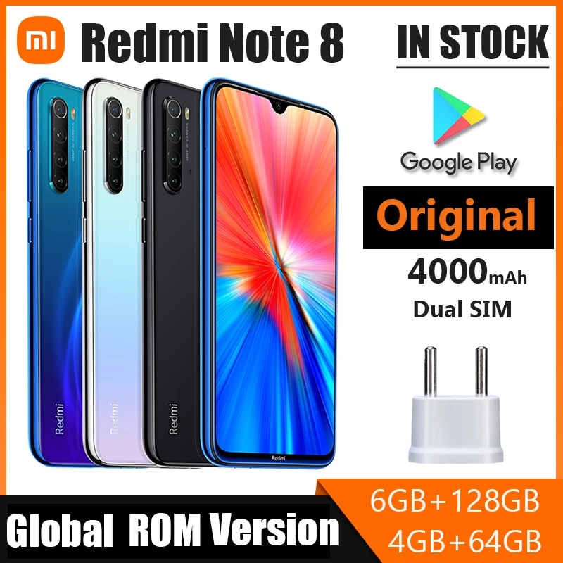 Сотовый телефон Xiaomi Redmi Note 8 оригинальный Android с двумя SIM-картами Snapdragon 665 48 МП 4000