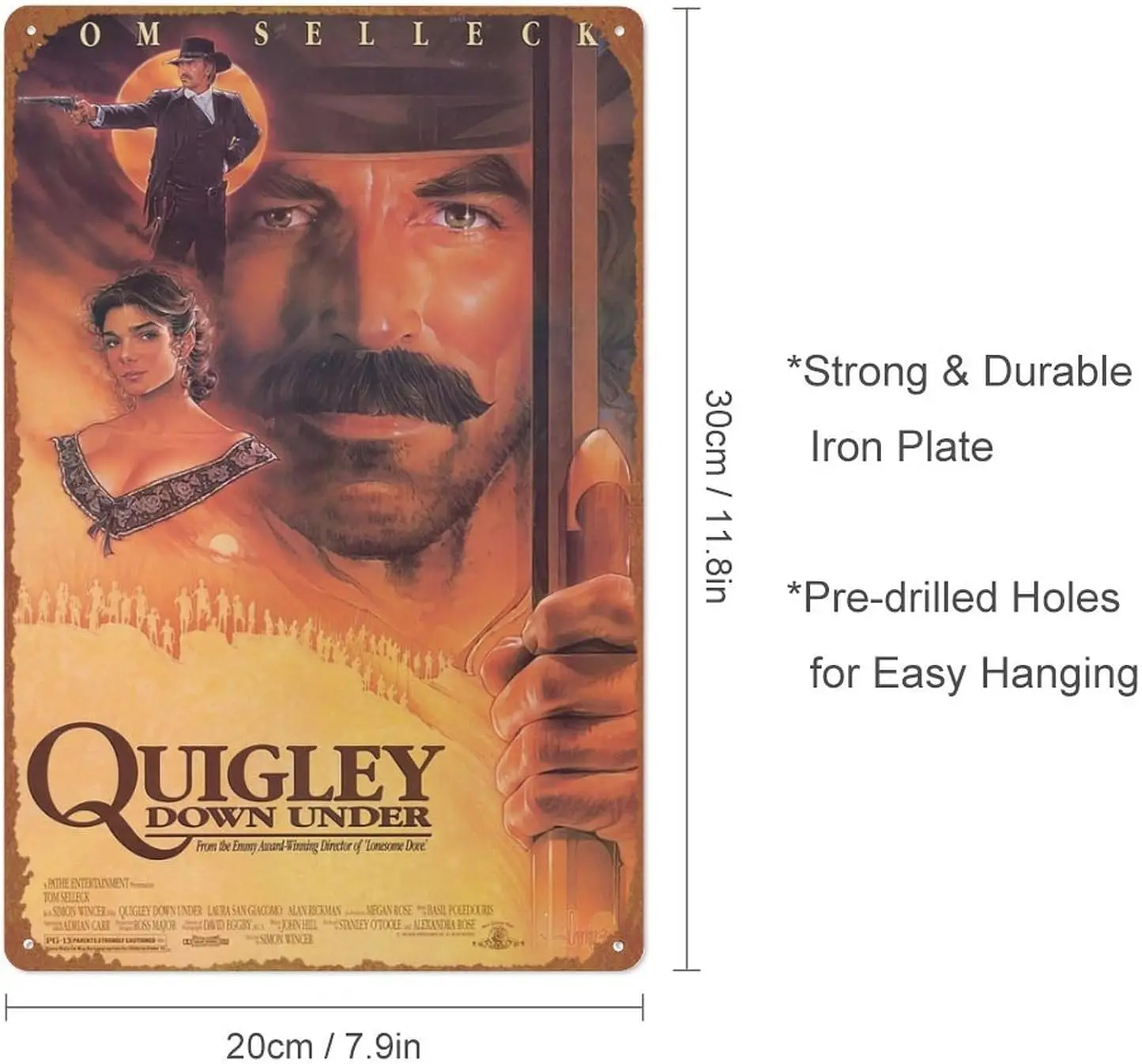 Постер Фильма Quigley Down под 1990 классический фильм жестяной знак винтажный