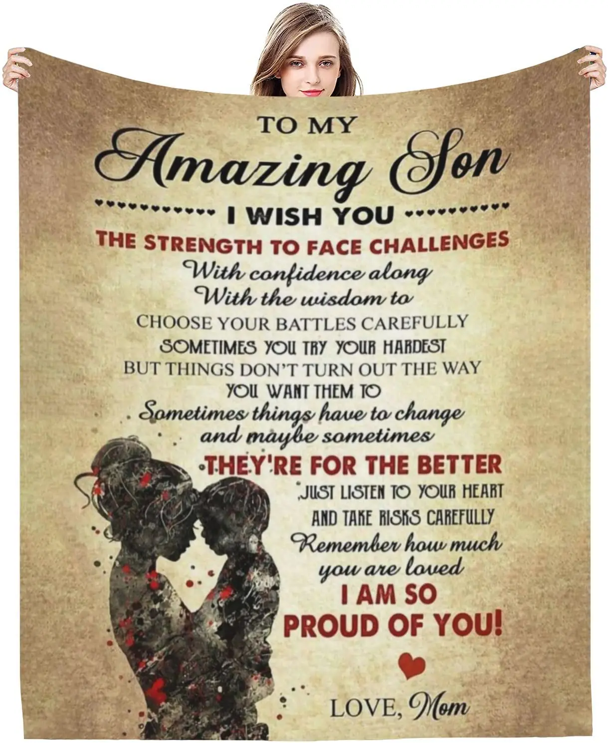 

Throw Blanket - to my son blanket Fleece Throw Blanket,Super Soft Ultra-Soft Micro Fleece Blanket for Bedroom SOFE Couch